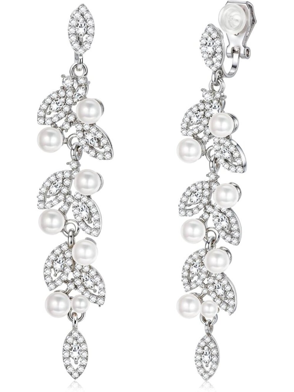 Imitation Pearl Clip on Earrings for Women Dangle Drop